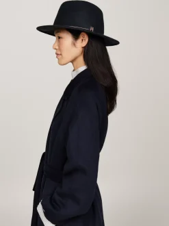 Czapki I Szaliki*Tommy Hilfiger Kapelusz Fedora Z Czystej Wełny SPACE BLUE