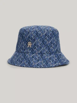 Czapki I Szaliki*Tommy Hilfiger Kapelusz Rybacki Z żakardowym Monogramem TH FOSSIL BLUE