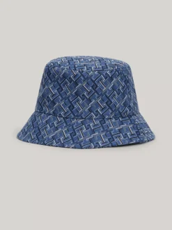Czapki I Szaliki*Tommy Hilfiger Kapelusz Rybacki Z żakardowym Monogramem TH FOSSIL BLUE