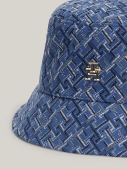 Czapki I Szaliki*Tommy Hilfiger Kapelusz Rybacki Z żakardowym Monogramem TH FOSSIL BLUE