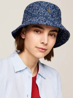 Czapki I Szaliki*Tommy Hilfiger Kapelusz Rybacki Z żakardowym Monogramem TH FOSSIL BLUE
