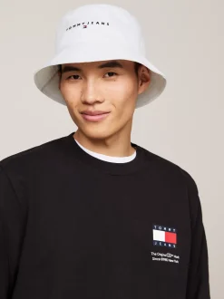 Czapki I Szaliki*Tommy Hilfiger Kapelusz Rybacki Z Wyhaftowanym Logo WHITE