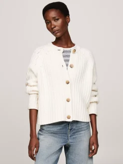 Swetry Z Okrągłym Dekoltem|Kardigany*Tommy Hilfiger Kardigan O Kroju Oversize IVORY PETAL