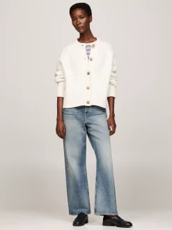 Swetry Z Okrągłym Dekoltem|Kardigany*Tommy Hilfiger Kardigan O Kroju Oversize IVORY PETAL