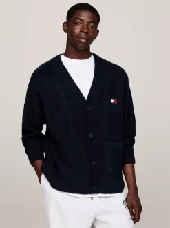 Swetry|Dzianina*Tommy Hilfiger Kardigan O Kroju Pudełkowym Z Naszywką Tommy DARK NIGHT NAVY