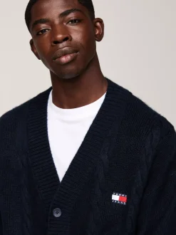 Swetry|Dzianina*Tommy Hilfiger Kardigan O Kroju Pudełkowym Z Naszywką Tommy DARK NIGHT NAVY
