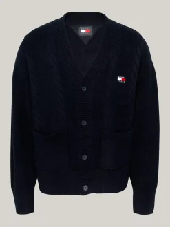 Swetry|Dzianina*Tommy Hilfiger Kardigan O Kroju Pudełkowym Z Naszywką Tommy DARK NIGHT NAVY