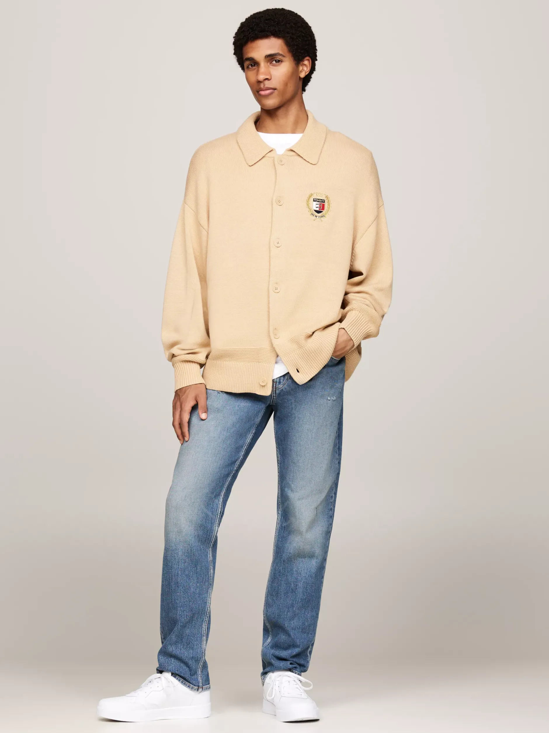 Swetry|Dzianina*Tommy Hilfiger Kardigan O Pudełkowym Kroju Z Domieszką Wełny GENTLE GOLD