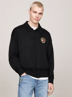 Swetry|Dzianina*Tommy Hilfiger Kardigan O Pudełkowym Kroju Z Domieszką Wełny BLACK