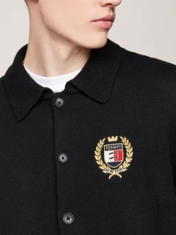 Swetry|Dzianina*Tommy Hilfiger Kardigan O Pudełkowym Kroju Z Domieszką Wełny BLACK