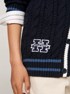 Dzianina*Tommy Hilfiger Kardigan O Splocie Warkoczowym DESERT SKY