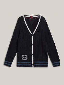 Dzianina*Tommy Hilfiger Kardigan O Splocie Warkoczowym DESERT SKY