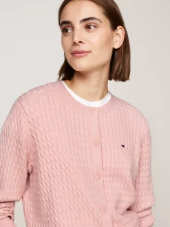 Swetry Z Okrągłym Dekoltem|Kardigany*Tommy Hilfiger Kardigan O Splocie Warkoczowym DELICATE PINK HEATHER