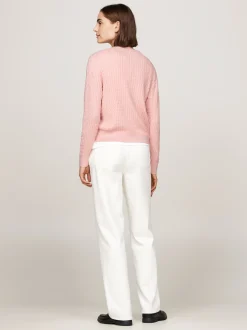 Swetry Z Okrągłym Dekoltem|Kardigany*Tommy Hilfiger Kardigan O Splocie Warkoczowym DELICATE PINK HEATHER