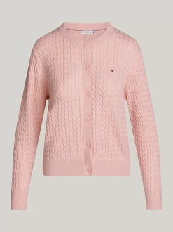 Swetry Z Okrągłym Dekoltem|Kardigany*Tommy Hilfiger Kardigan O Splocie Warkoczowym DELICATE PINK HEATHER