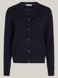 Swetry Z Okrągłym Dekoltem|Kardigany*Tommy Hilfiger Kardigan O Splocie Warkoczowym DESERT SKY