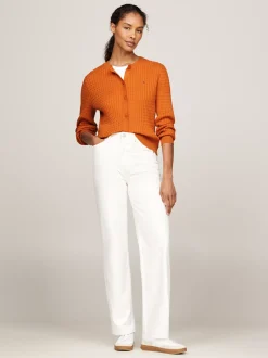 Swetry Z Okrągłym Dekoltem|Kardigany*Tommy Hilfiger Kardigan O Splocie Warkoczowym AUTUMN ORANGE