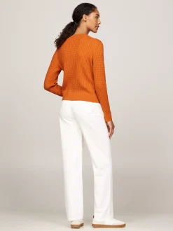 Swetry Z Okrągłym Dekoltem|Kardigany*Tommy Hilfiger Kardigan O Splocie Warkoczowym AUTUMN ORANGE