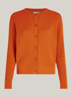 Swetry Z Okrągłym Dekoltem|Kardigany*Tommy Hilfiger Kardigan O Splocie Warkoczowym AUTUMN ORANGE