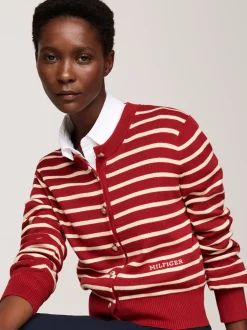 Swetry Z Okrągłym Dekoltem|Kardigany*Tommy Hilfiger Kardigan O Wąskim Kroju W Paski BRETON STP DARK MAGMA/ C IVORY