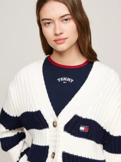 Kardigany|Dzianina*Tommy Hilfiger Kardigan Oversize Z Domieszką Wełny Z Logo ANCIENT WHITE