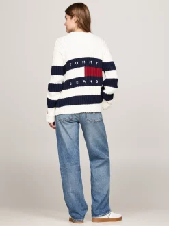 Kardigany|Dzianina*Tommy Hilfiger Kardigan Oversize Z Domieszką Wełny Z Logo ANCIENT WHITE
