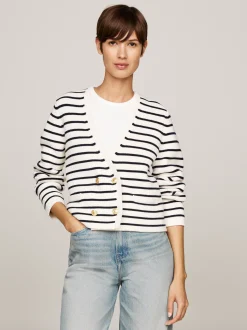 Swetry Z Okrągłym Dekoltem|Kardigany*Tommy Hilfiger Kardigan W Paski Bretońskie BRETON STP/ IVORY PETAL/ DESERT SKY