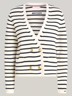 Swetry Z Okrągłym Dekoltem|Kardigany*Tommy Hilfiger Kardigan W Paski Bretońskie BRETON STP/ IVORY PETAL/ DESERT SKY