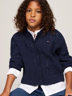 Dzianina*Tommy Hilfiger Kardigan Z Ażurowej Dzianiny DESERT SKY
