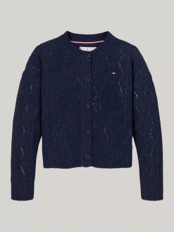 Dzianina*Tommy Hilfiger Kardigan Z Ażurowej Dzianiny DESERT SKY