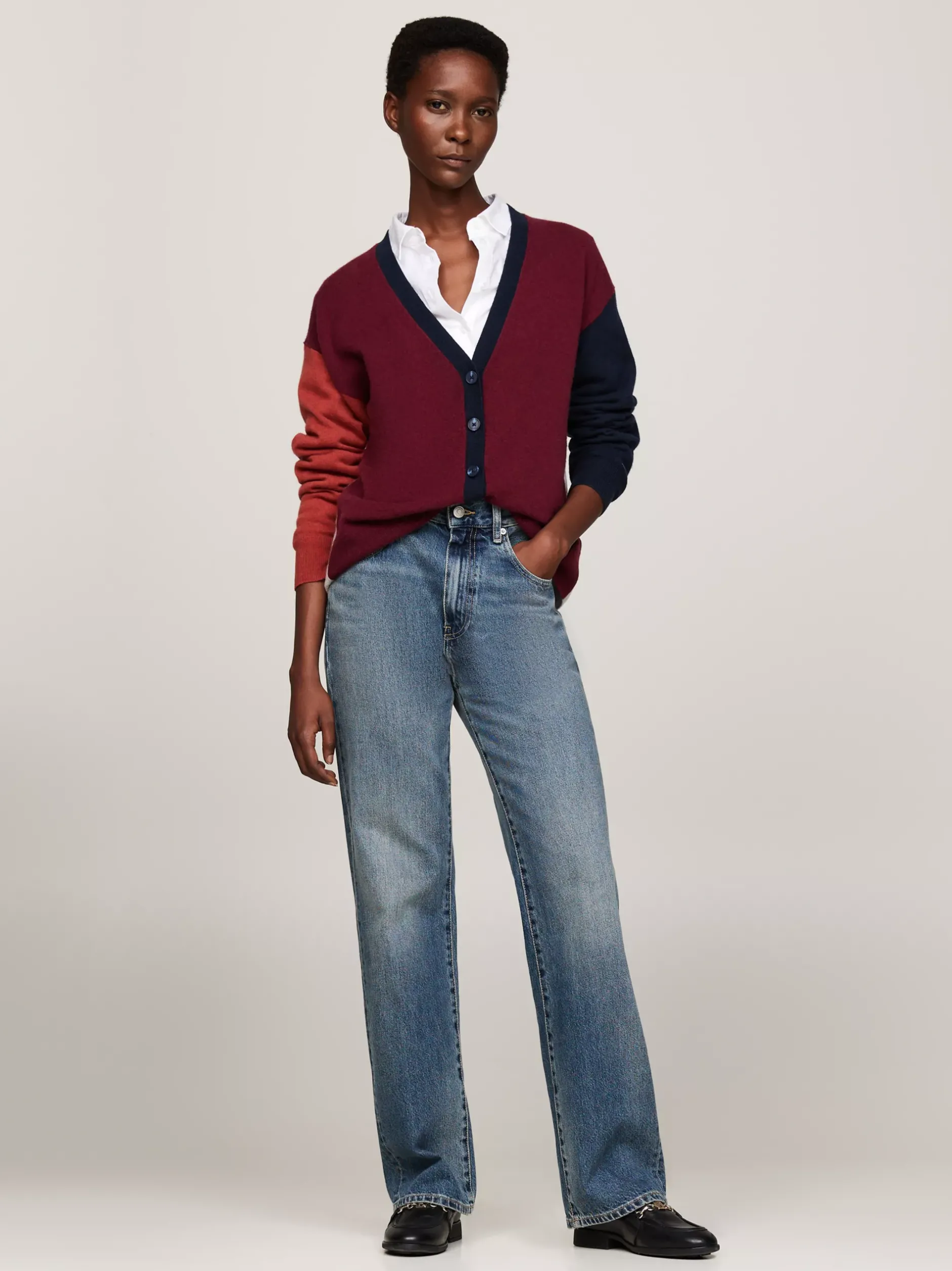 Dzianina|Kardigany*Tommy Hilfiger Kardigan Z Blokami Kolorów Z Kaszmirem DEEP ROUGE