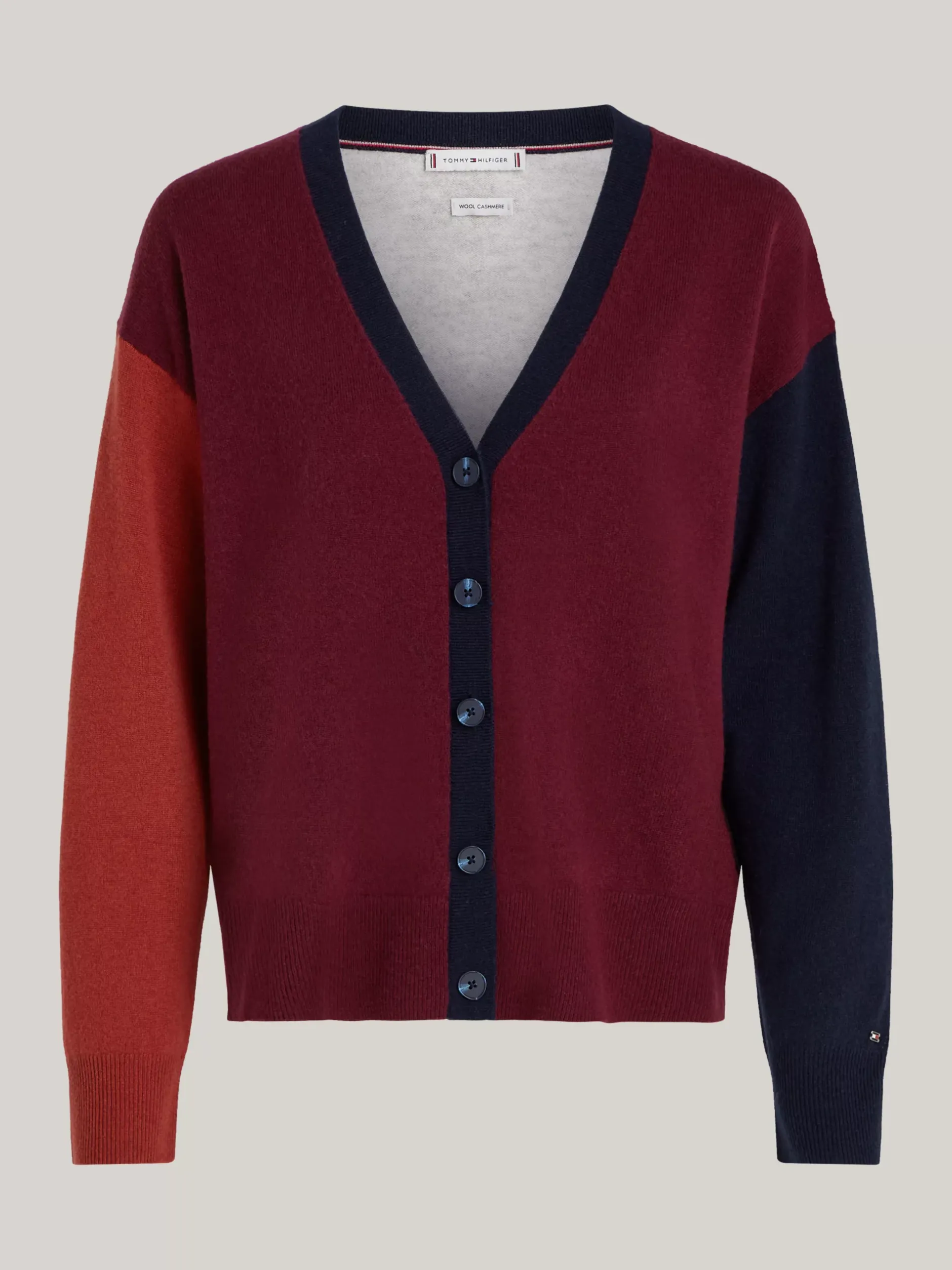Dzianina|Kardigany*Tommy Hilfiger Kardigan Z Blokami Kolorów Z Kaszmirem DEEP ROUGE