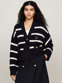Swetry|Dzianina*Tommy Hilfiger Kardigan Z Czystej Wełny W Bretońskie Paski DESERT SKY