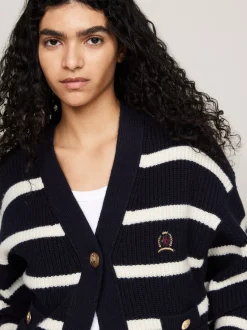 Swetry|Dzianina*Tommy Hilfiger Kardigan Z Czystej Wełny W Bretońskie Paski DESERT SKY