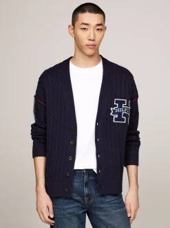Kardigany|Dzianina*Tommy Hilfiger Kardigan Z Dekoltem W Szpic I Logo DESERT SKY