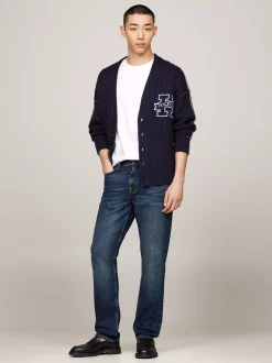 Kardigany|Dzianina*Tommy Hilfiger Kardigan Z Dekoltem W Szpic I Logo DESERT SKY