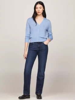 Kardigany|Dzianina*Tommy Hilfiger Kardigan Z Dekoltem W Szpic Z Wełny Z Merynosa VESSEL BLUE