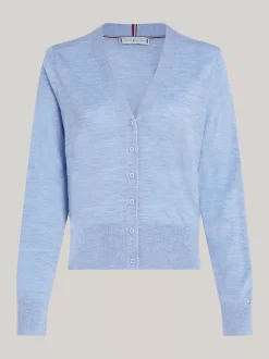 Kardigany|Dzianina*Tommy Hilfiger Kardigan Z Dekoltem W Szpic Z Wełny Z Merynosa VESSEL BLUE