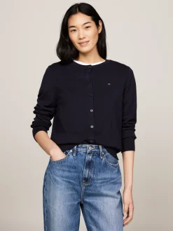 Kardigany|Dzianina*Tommy Hilfiger Kardigan Z Dżerseju Z Okrągłym Dekoltem DESERT SKY
