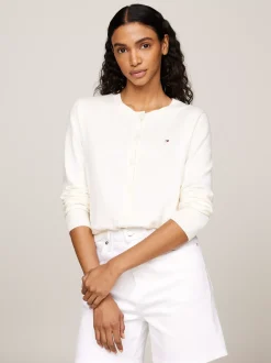 Kardigany|Dzianina*Tommy Hilfiger Kardigan Z Dżerseju Z Okrągłym Dekoltem IVORY PETAL