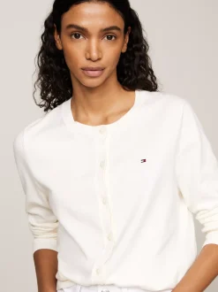 Kardigany|Dzianina*Tommy Hilfiger Kardigan Z Dżerseju Z Okrągłym Dekoltem IVORY PETAL