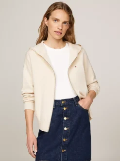 Kardigany|Dzianina*Tommy Hilfiger Kardigan Z Kapturem I Zapięciem Na Zamek CLASSIC BEIGE