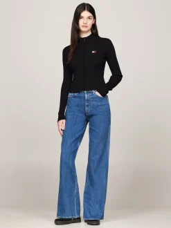 Kardigany|Dzianina*Tommy Hilfiger Kardigan Z Prążkowanej Dzianiny Z Naszywką BLACK