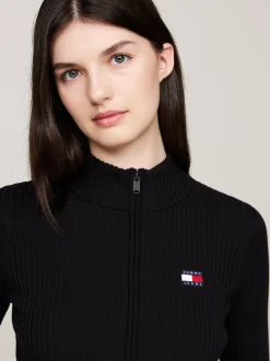 Kardigany|Dzianina*Tommy Hilfiger Kardigan Z Prążkowanej Dzianiny Z Naszywką BLACK