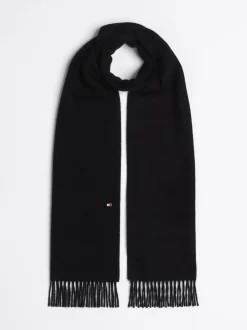 Czapki I Szaliki*Tommy Hilfiger Kaszmirowy Szalik Z Emaliowaną Flagą BLACK