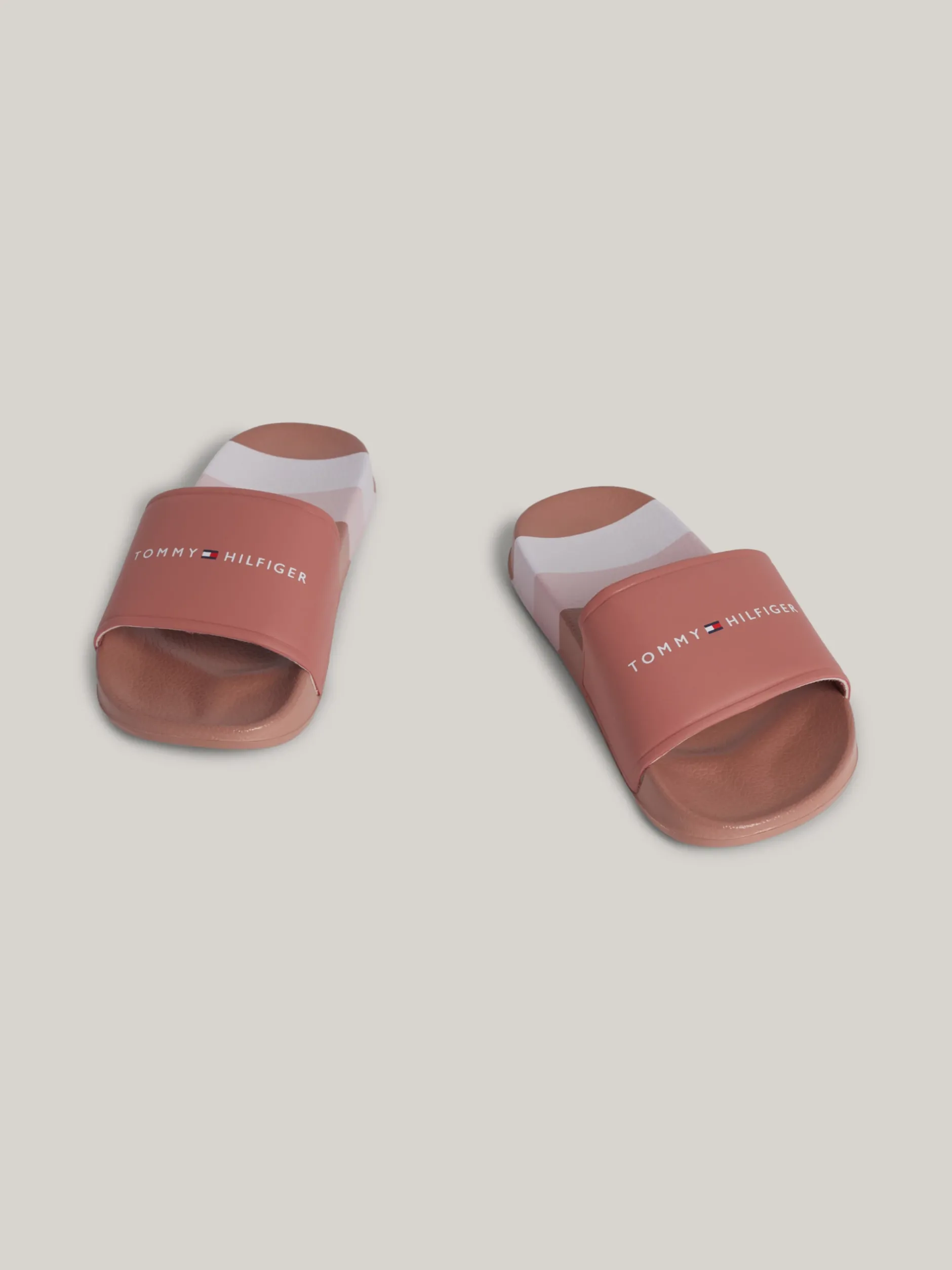 Obuwie I Akcesoria*Tommy Hilfiger Klapki Basenowe Z Motywem Pasków I Logo ANTIQUE ROSE