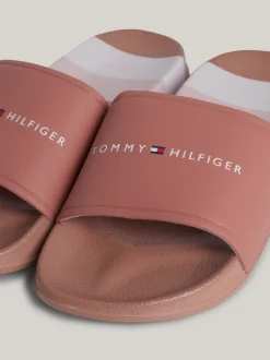 Obuwie I Akcesoria*Tommy Hilfiger Klapki Basenowe Z Motywem Pasków I Logo ANTIQUE ROSE