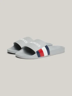 Sandały I Japonki*Tommy Hilfiger Klapki Basenowe Z Paskiem Z Logo ANTIQUE SILVER