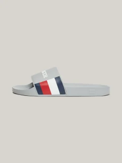Sandały I Japonki*Tommy Hilfiger Klapki Basenowe Z Paskiem Z Logo ANTIQUE SILVER