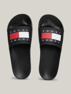 Sandały I Japonki*Tommy Hilfiger Klapki Basenowe Z Tłoczonym Logo BLACK